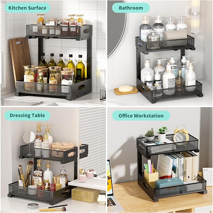 Beleeb Under Sink Organizer, Extra-Wide Upgrade, Height Adjustable Organization - Image 7