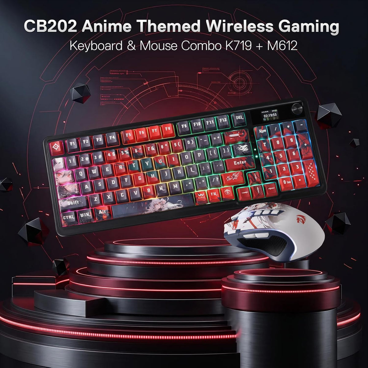 Redragon Anime Keyboard & Mouse Combo, K719 PRO KB + M612AK 8000 DPI Mice