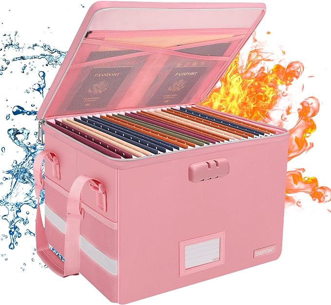 ENGPOW File Box with Lock, Fireproof Document Box with Zipper＆Pockets, by ENGPOW