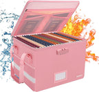 ENGPOW File Box with Lock, Fireproof Document Box with Zipper＆Pockets, by ENGPOW