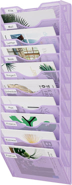 EasyPAG 10 Pocket Mesh Wall File Organizer, Hanging Paper Folder Holder by EasyPAG