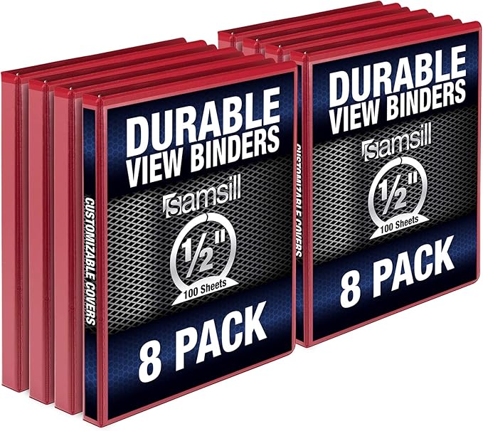 Samsill Durable .5 Inch Binder, Made in the USA, Round Ring Customizable Clear by Samsill
