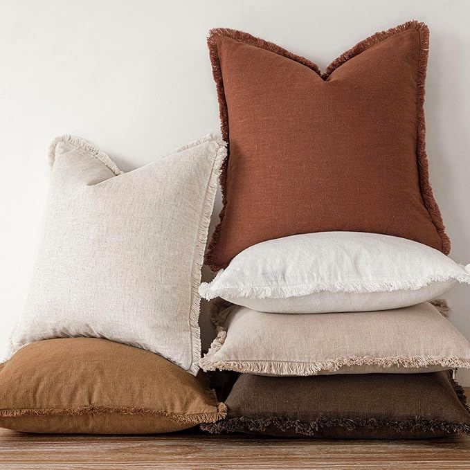 Foindtower Set of 2 Decorative Linen Fringe Lumbar Throw Pillow Covers - Image 5