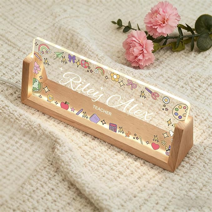 Custom Desk Name Plate Personalized, Light Up Office Acrylic Name Sign - Image 6