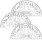 Zonon 3 Pcs 4 Inch Clear Plastic Protractor Bulk Math Protractors Set 180 by Zonon