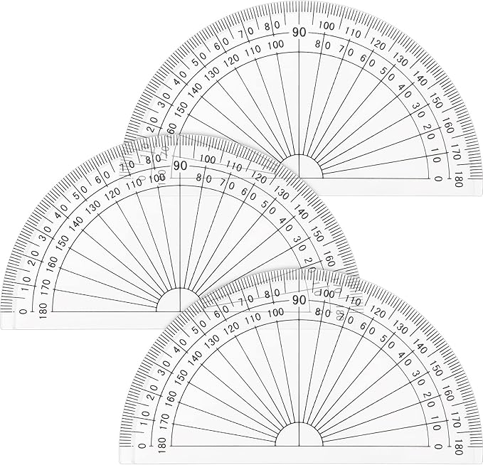 Zonon 3 Pcs 4 Inch Clear Plastic Protractor Bulk Math Protractors Set 180 by Zonon