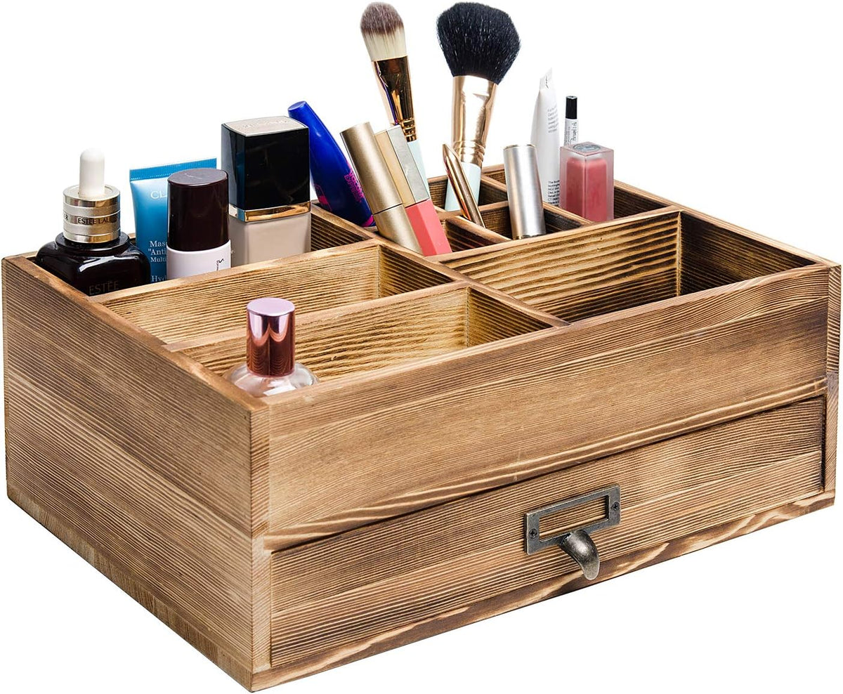 Rustic Wooden Organizer Cosmetic Storage Cabinet Makeup Display Box Office Su...