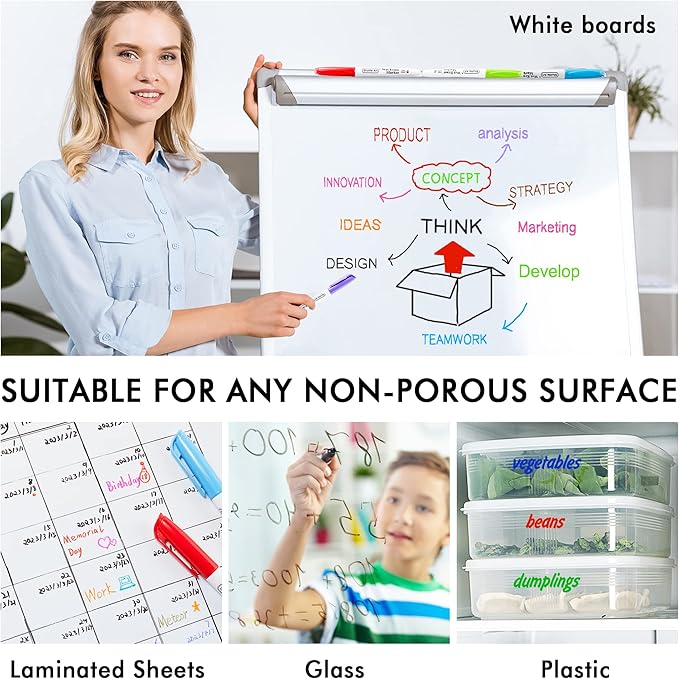 Shuttle Art Wet Erase Markers, 12 Colors 1mm Fine Tip Overhead Projectors - Image 5