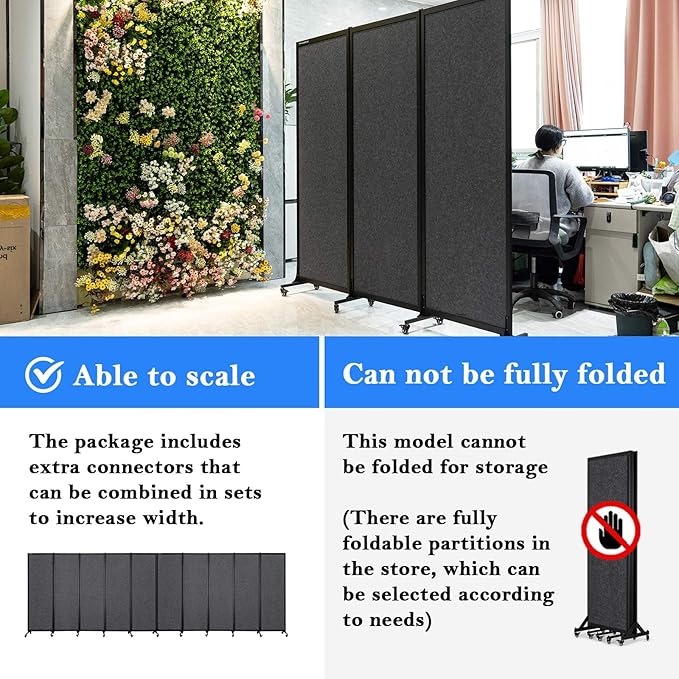 Upgrade Version Room Partition and Divider, Freestanding Rolling Dividers - Image 3