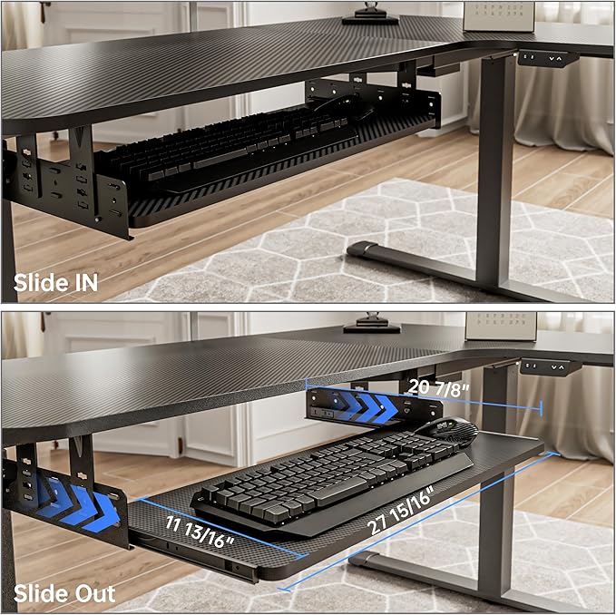 EUREKA ERGONOMIC Adjustable Keyboard Tray Under Desk, 28x11 Inch Large Slide - Image 2