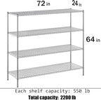 Regal Altair 24" Deep x 72" Wide x 64" Height Wire Shelving Kit | 4-Tier | NSF - Image 3