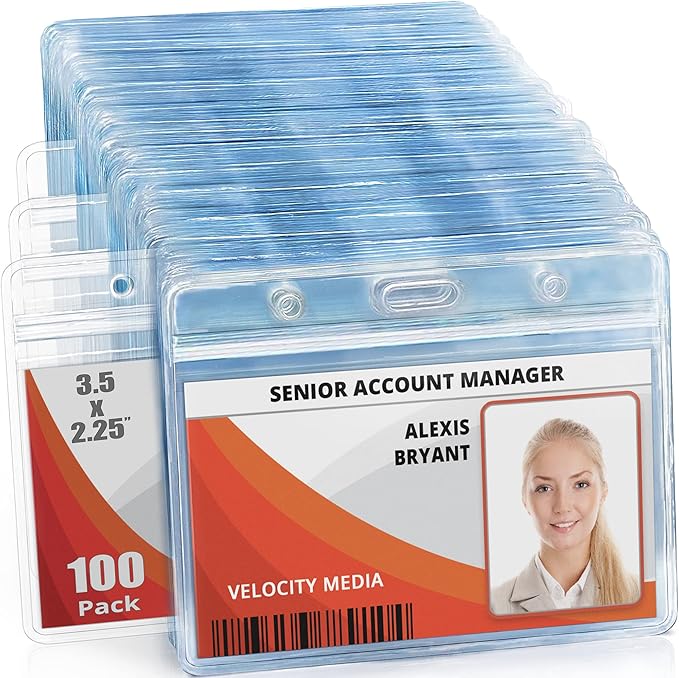 Mifflin-USA Horizontal ID Name Badge Holder, Waterproof and Resealable Plastic by MIFFLIN