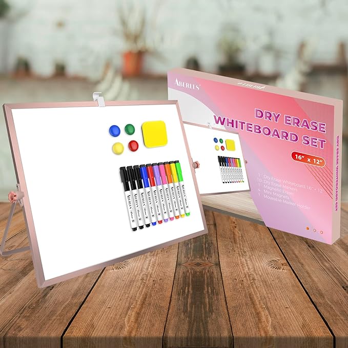 16 x 12 inches Dry Erase Whiteboard, Rose Gold Magnetic Desktop Double-Sided - Image 8