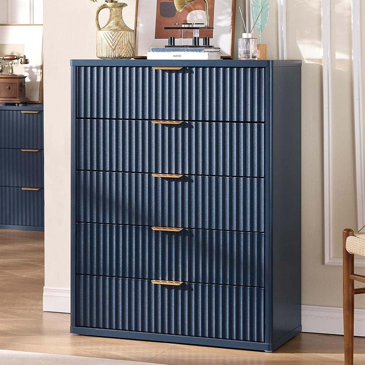 LEYAOYAO Fluted 5 Drawers Dresser for Bedroom, 41" Tall Modern Chest of ...