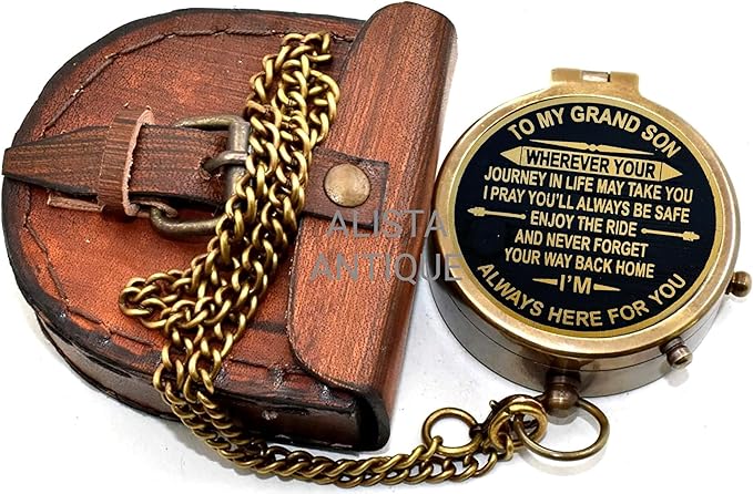 Vintage Brass Pocket Compass Gift - Image 5