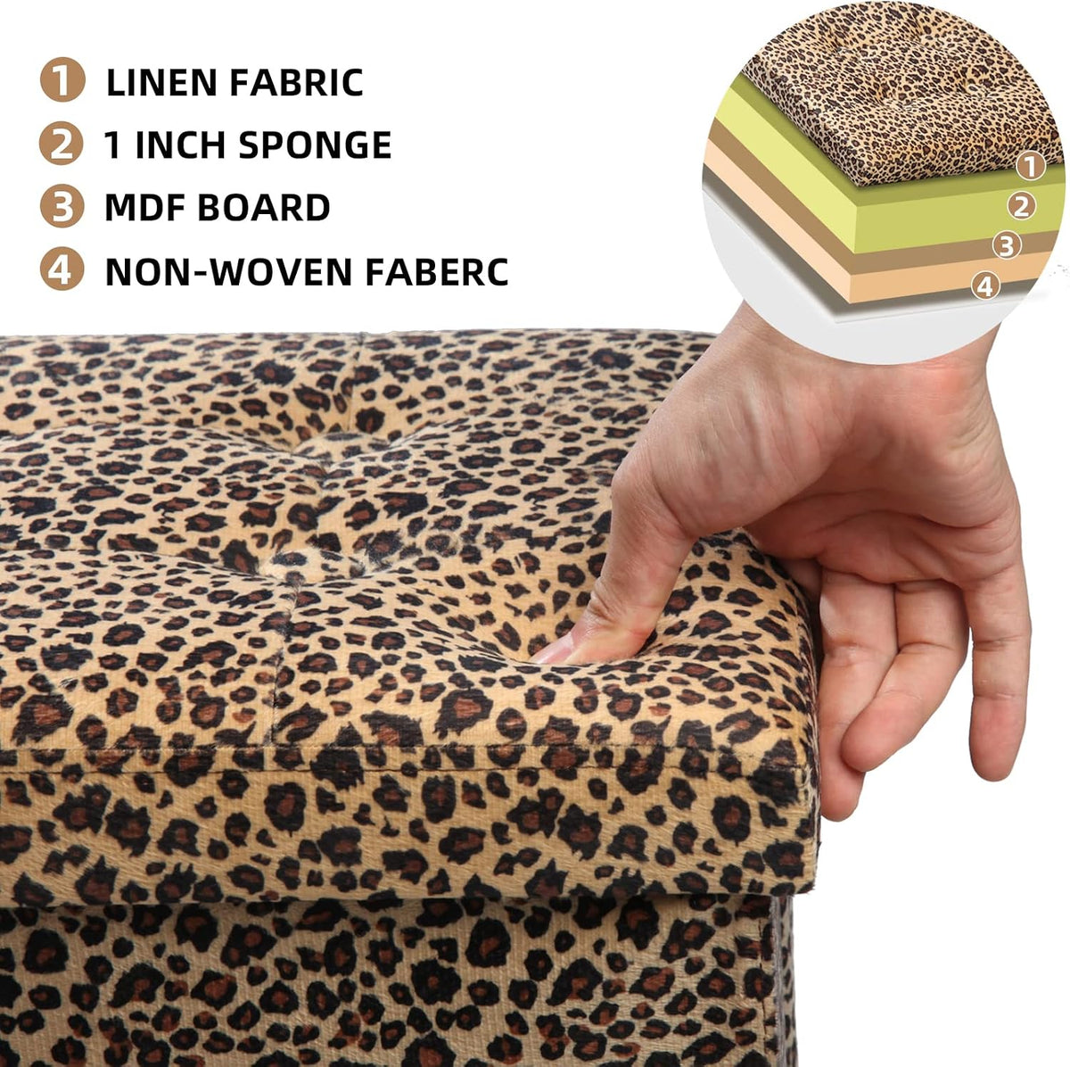 ALASDO Ottoman Storage Ottoman Footrest Stool Foldable Foot Rest Footstool Be...