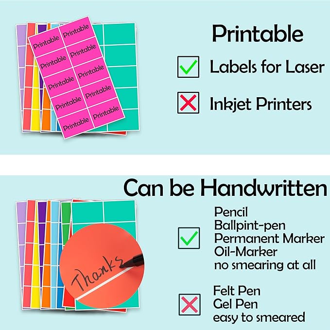YSHIHE Colored Labels Stickers 3 x 2 Inch Rectangular Moving Labels 8 Colors - Image 4