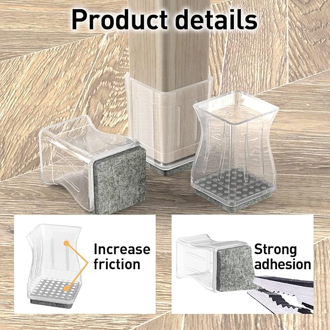 Clear Square Chair Leg Floor Protectors - Image 5
