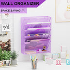GDINDINFAN Hanging Wall File Organizer 6 Tier Wall Mounted Mail Paper Folder - Image 2