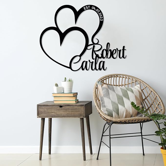 Personalized Valentines Metal Wall Sign, Custom Infinity Heart Love Couple Name - Image 9