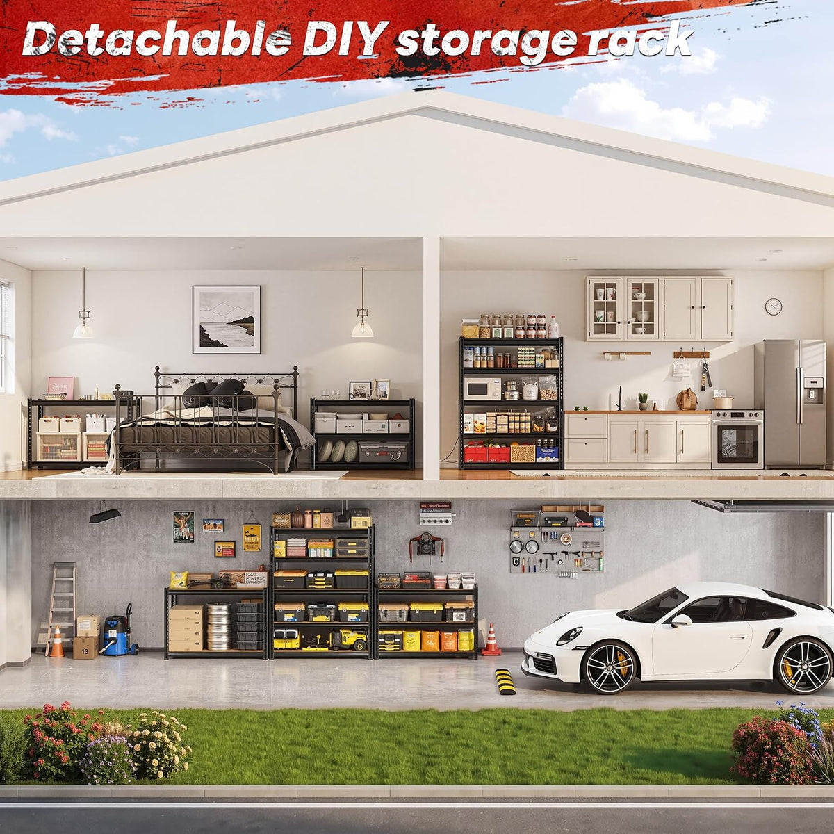 reibii 2400 lbs garage shelving for basement, adjustable, view 11