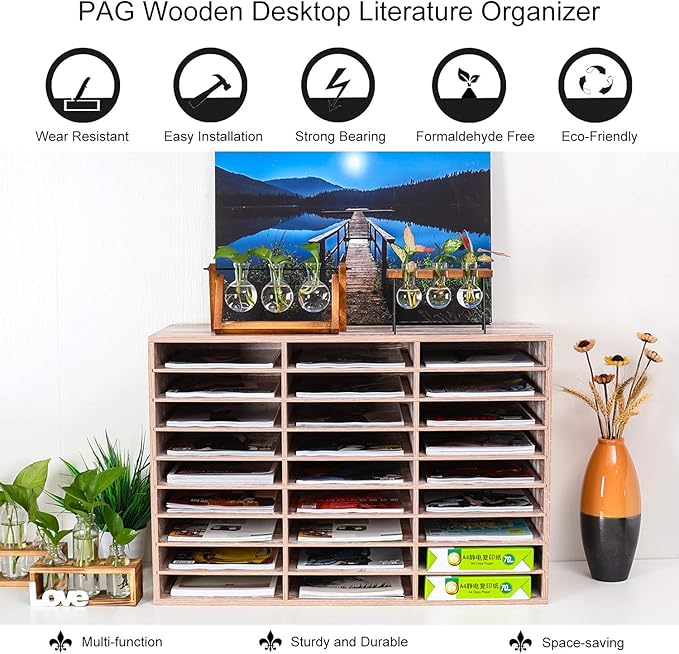 PAG Mail Sorter, Wood Literature Organizer, Student Mailbox - Image 4