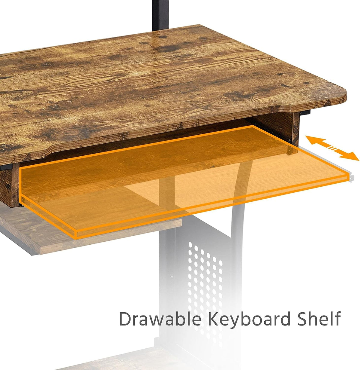 Yaheetech Small Rolling Computer Desk with Hutch and Shelves, Rustic Brown