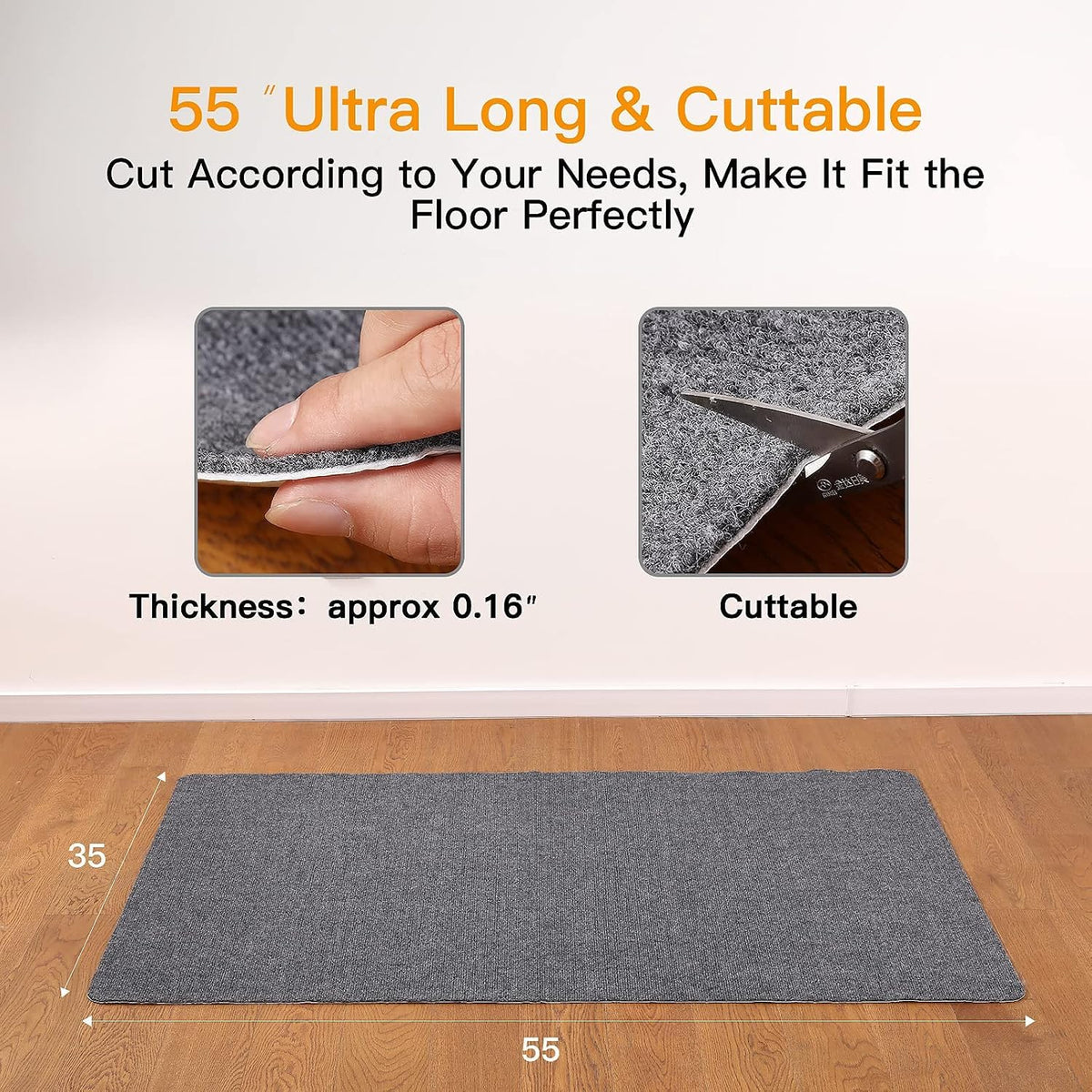 Office Chair Mat for Hardwood & Tile Floor, 55"x35" Computer Ga...