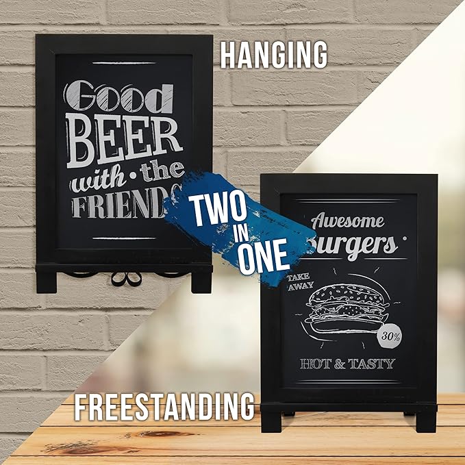 HBCY Creations Black Wooden Tabletop Chalkboard - Image 4