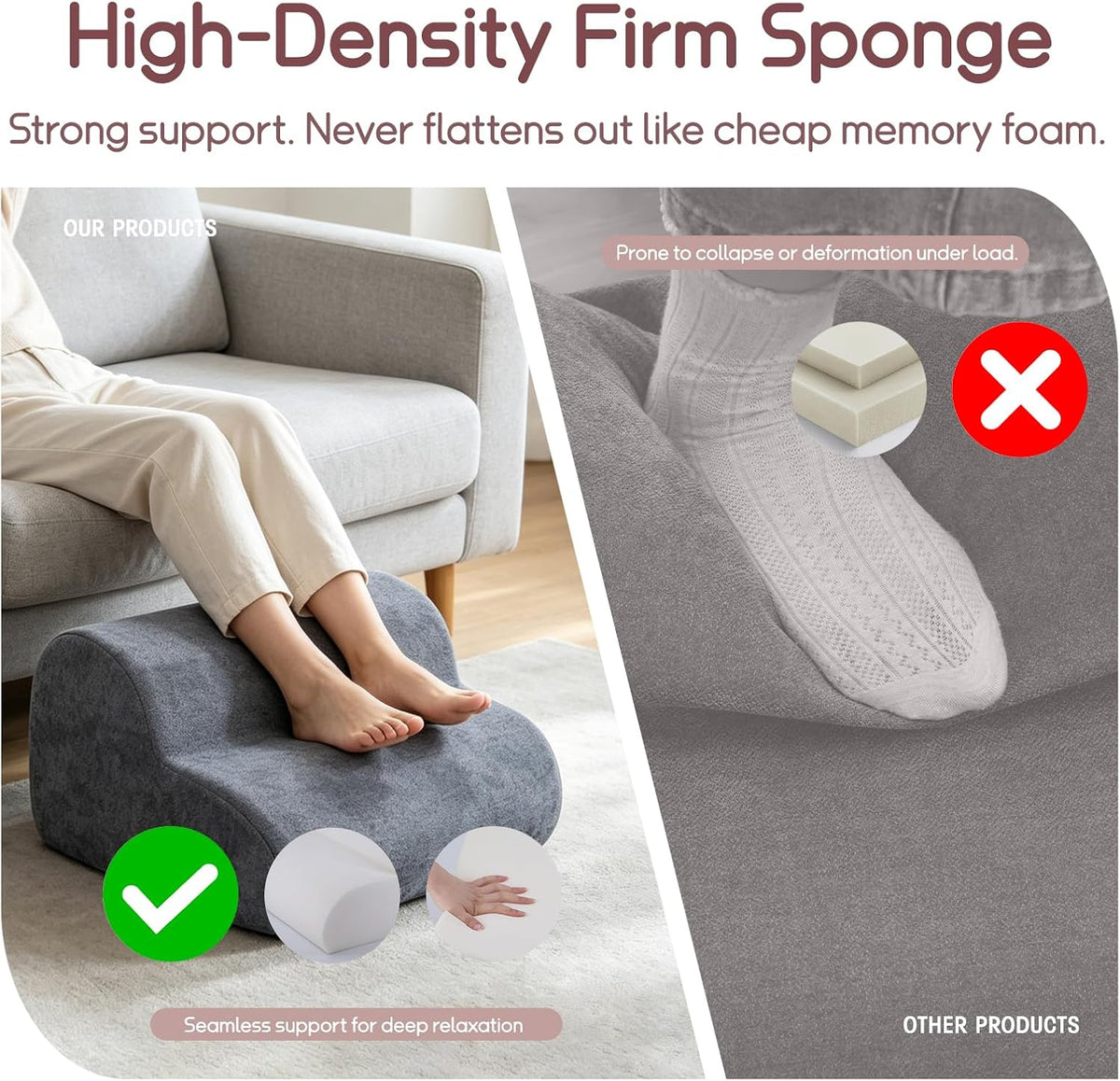 Foot Rest for Under Desk at Work, Ergonomic 2-Height Sponge Foot Stool for Of...