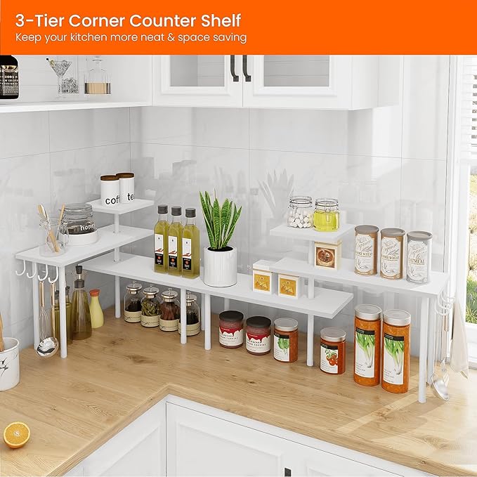 Homode Kitchen Countertop Organizer Corner Shelf, Bathroom Counter Organizers - Image 3