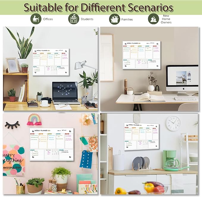 Glass Weekly Dry Erase Board for Wall 16"X 12", Colorful Weekly Calendar - Image 7