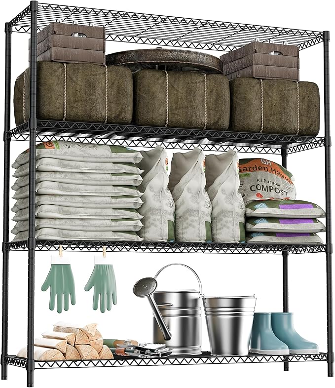 M MZG Stand Shelf Wire Rust-Proof Outdoor Storage Shelving 4-Tier Utility by MEIGAOPLASTICANDMETALHKCOLIMITED