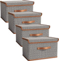 Tuza 4 Pack Storage Bins with Lids, Collapsible Closet Organizer Container