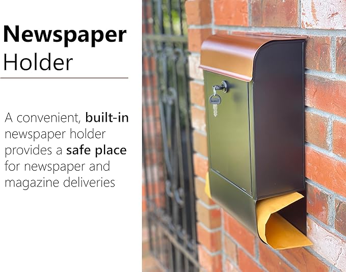 NACH Locking Mailbox, 16 x 4.5 x 10 inch, Waterproof Mailbox Wall Mount - Image 6