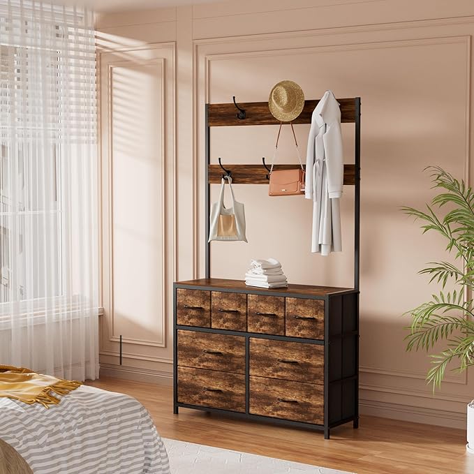 YKVIQBY 8 Drawer Dresser with 6 Double Hooks, 68.9" Tall Closet Organizer and by YKVIQBY