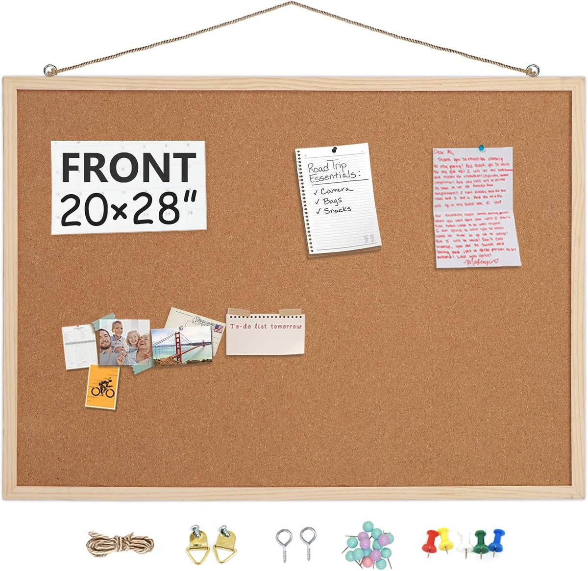 TooCust 20x28 Cork Boards for Walls with Solid Wood Frame, Whiteboard and Cor...