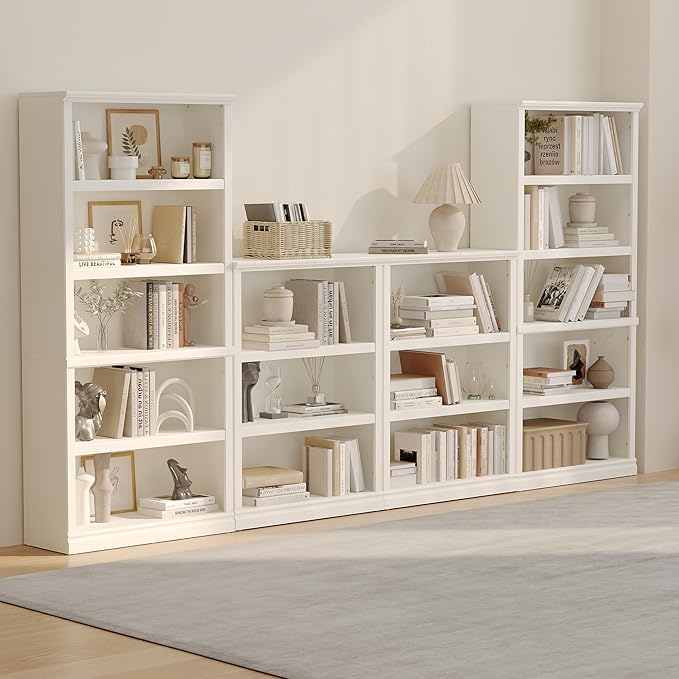 blini 3-Shelf Bookcase White Wooden Bookshelves 33in Wide Floor Standing - Image 7