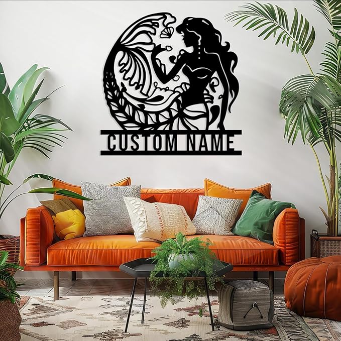 Custom Mermaid Metal Sign, Personalized Mermaid Name metal Signs, Mermaid Wall - Image 3