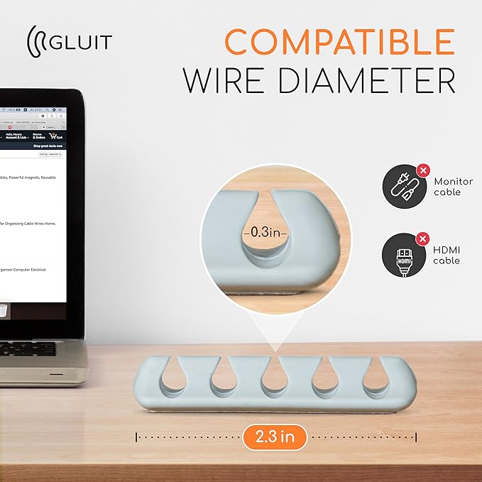 GLUIT Adhesive Desktop Cable Organizer Versatile Cord Holders Wire Clips and - Image 4