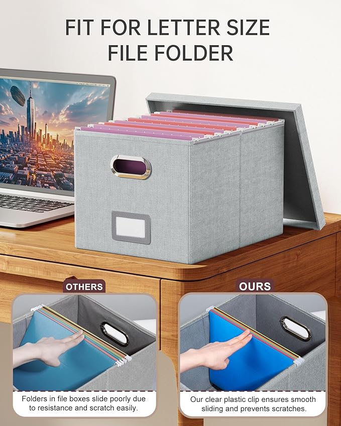 2 Pack File Storage Organizer, Filing Box, Portable File Box - Image 4