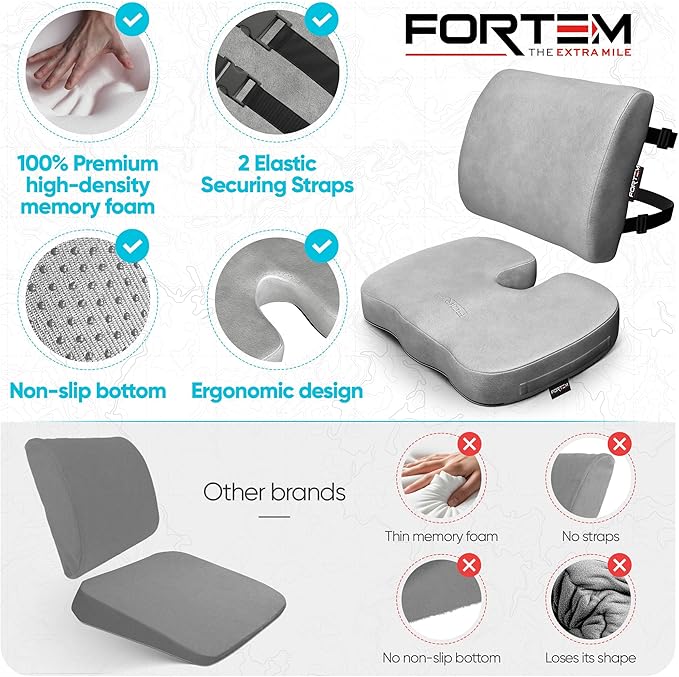 FORTEM Seat Cushion, Office Chair Cushion, Lumbar Support Pillow - Image 7