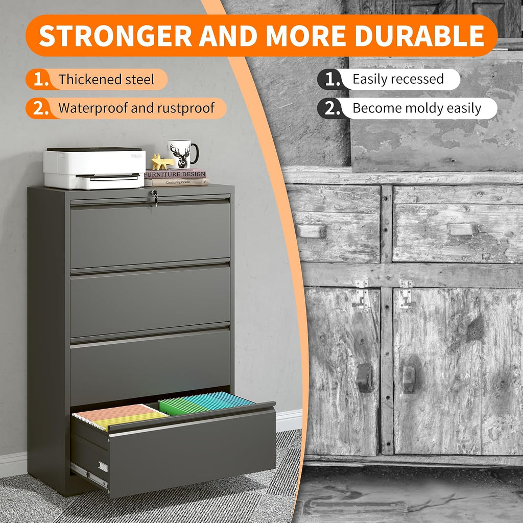 4 drawer lateral file cabinet with lock black, package contents