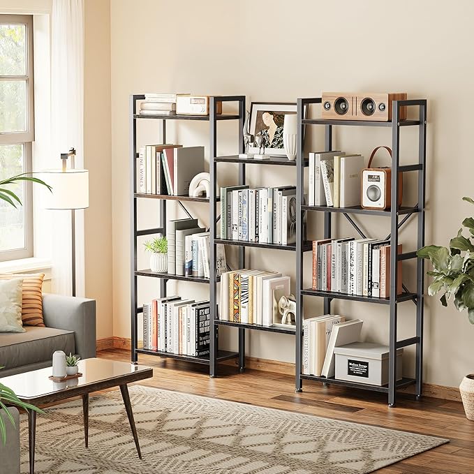 SUPERJARE Triple 4 Tier Bookshelf, Bookcase - Image 2