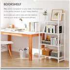4NM No Assembly Folding Bookshelf Storage Shelves 4 Tiers Vintage Bookcase - Image 3