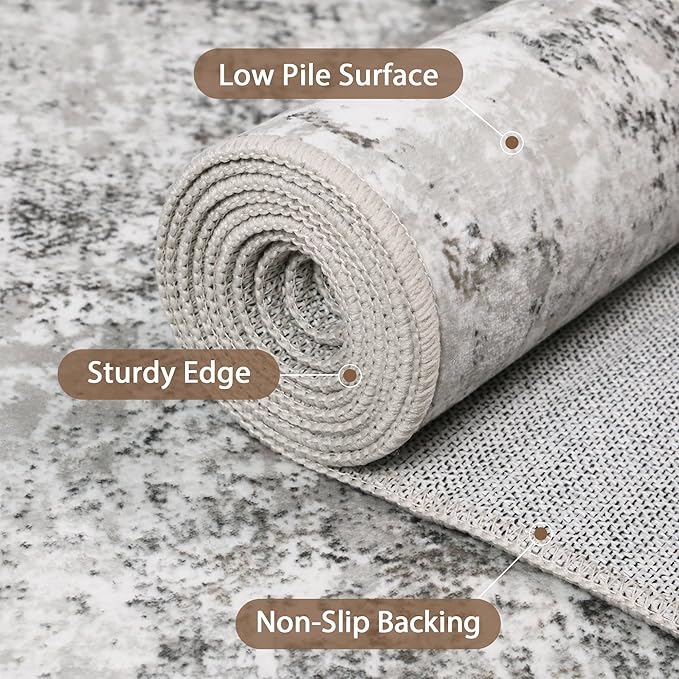 GENIMO Washable Area Rugs for Living Room, 9x12 Modern Non Slip Rugs, Low Pile - Image 4