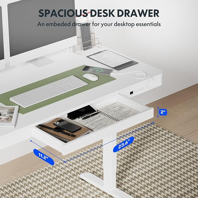 FLEXISPOT 55" White Electric Standing Desk - Image 6