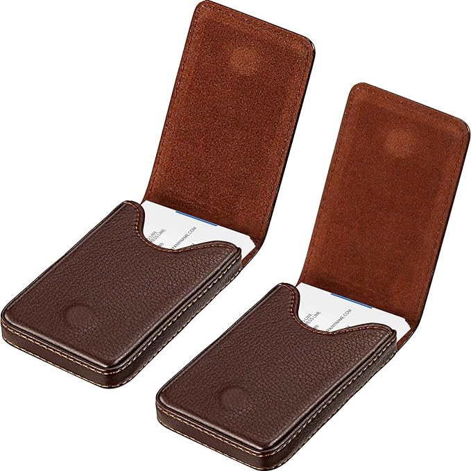 Outus 2 Pieces Business Card Holder, PU Leather Business Card Case Pocket Wallet by Outus