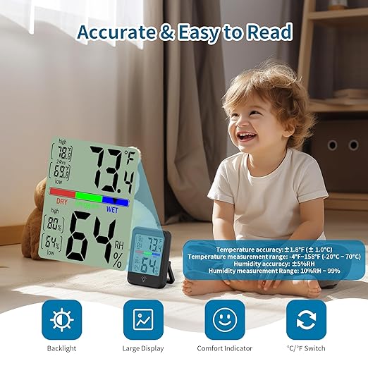 Digital Thermometer Hygrometer, Indoor Wall Thermometer, Indoor Humidity - Image 4