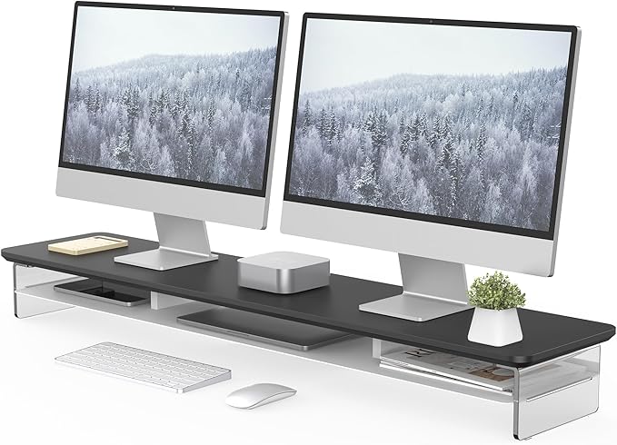 Fenge Acrylic Monitor Stand Riser, 42.5 Inches Dual Monitor Stand by Fenge